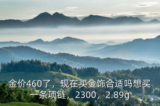 金價460了，現(xiàn)在買金飾合適嗎想買一條項鏈，2300，2.89g