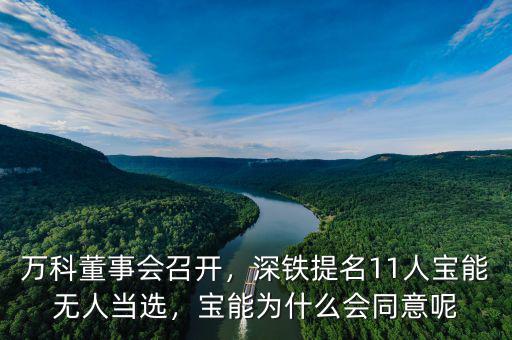 萬科董事會召開，深鐵提名11人寶能無人當(dāng)選，寶能為什么會同意呢