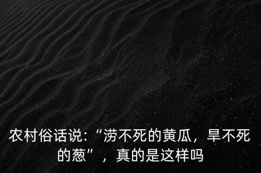 農(nóng)村俗話說:“澇不死的黃瓜，旱不死的蔥”，真的是這樣嗎
