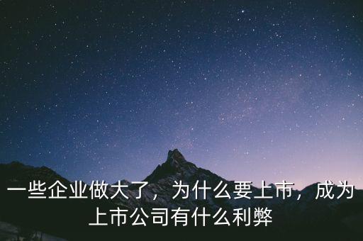一些企業(yè)做大了，為什么要上市，成為上市公司有什么利弊