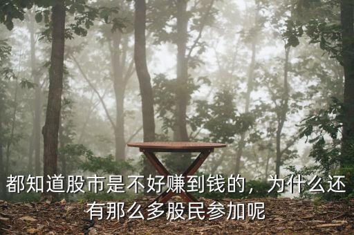 都知道股市是不好賺到錢的，為什么還有那么多股民參加呢