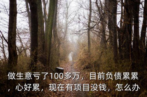 做生意虧了100多萬(wàn)，目前負(fù)債累累，心好累，現(xiàn)在有項(xiàng)目沒(méi)錢(qián)，怎么辦