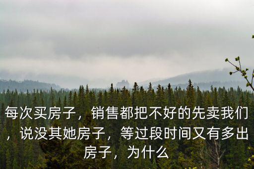 每次買房子，銷售都把不好的先賣我們，說沒其她房子，等過段時間又有多出房子，為什么