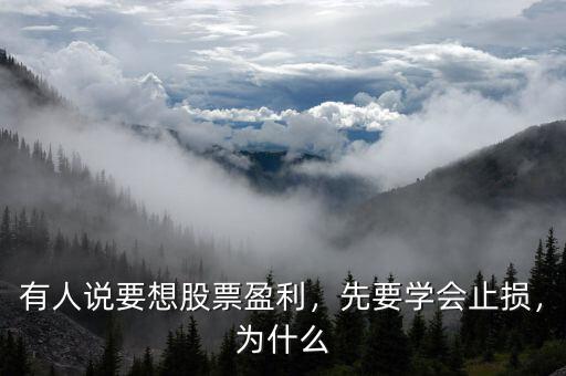 有人說要想股票盈利，先要學(xué)會止損，為什么