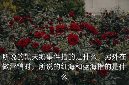 所說的黑天鵝事件指的是什么，另外在做營銷時，所說的紅海和藍海指的是什么