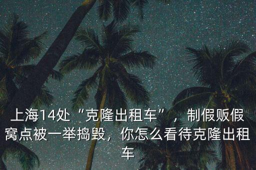 上海14處“克隆出租車”，制假販假窩點(diǎn)被一舉搗毀，你怎么看待克隆出租車