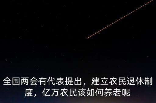 全國兩會有代表提出，建立農(nóng)民退休制度，億萬農(nóng)民該如何養(yǎng)老呢