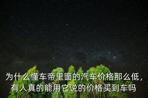 為什么懂車帝里面的汽車價(jià)格那么低，有人真的能用它說(shuō)的價(jià)格買到車嗎