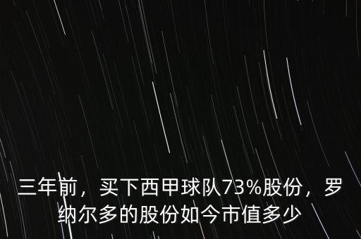 三年前，買下西甲球隊(duì)73%股份，羅納爾多的股份如今市值多少