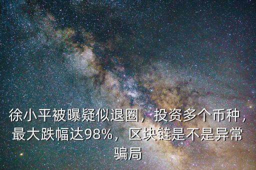 徐小平被曝疑似退圈，投資多個(gè)幣種，最大跌幅達(dá)98%，區(qū)塊鏈?zhǔn)遣皇钱惓ｒ_局