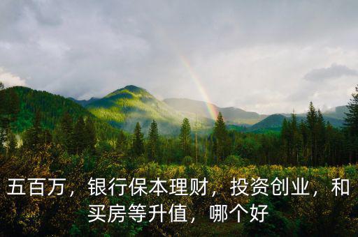 五百萬，銀行保本理財(cái)，投資創(chuàng)業(yè)，和買房等升值，哪個好