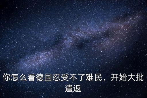 你怎么看德國忍受不了難民，開始大批遣返