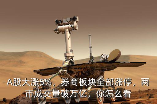 A股大漲5%，券商板塊全部漲停，兩市成交量破萬億，你怎么看