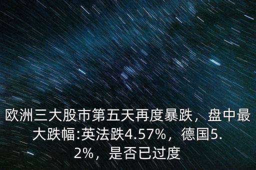 歐洲三大股市第五天再度暴跌，盤中最大跌幅:英法跌4.57%，德國5.2%，是否已過度