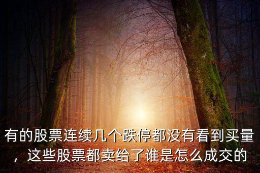 有的股票連續(xù)幾個跌停都沒有看到買量，這些股票都賣給了誰是怎么成交的