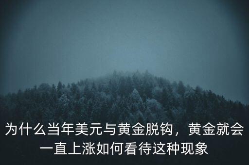 為什么當(dāng)年美元與黃金脫鉤，黃金就會一直上漲如何看待這種現(xiàn)象