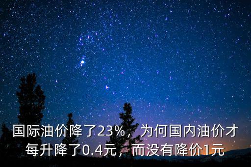 國際油價(jià)降了23%，為何國內(nèi)油價(jià)才每升降了0.4元，而沒有降價(jià)1元