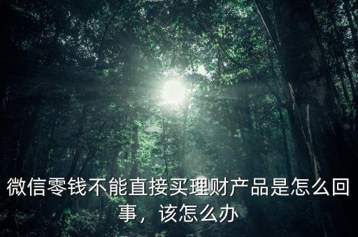 微信零錢(qián)不能直接買(mǎi)理財(cái)產(chǎn)品是怎么回事，該怎么辦