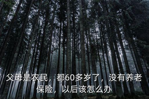 父母是農(nóng)民，都60多歲了，沒有養(yǎng)老保險，以后該怎么辦