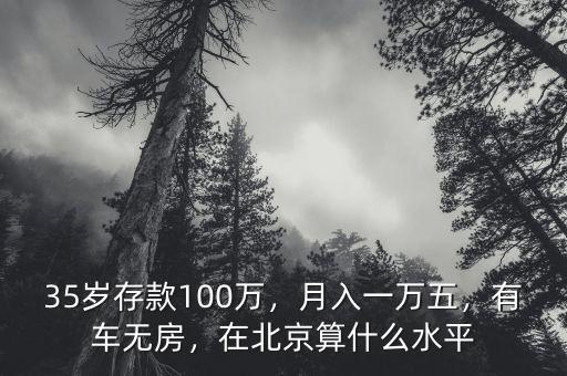 35歲存款100萬(wàn)，月入一萬(wàn)五，有車(chē)無(wú)房，在北京算什么水平