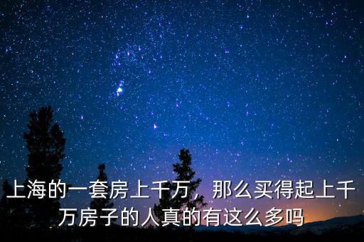 上海的一套房上千萬(wàn)，那么買(mǎi)得起上千萬(wàn)房子的人真的有這么多嗎