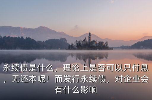 永續(xù)債是什么，理論上是否可以只付息，無還本呢！而發(fā)行永續(xù)債，對企業(yè)會有什么影響