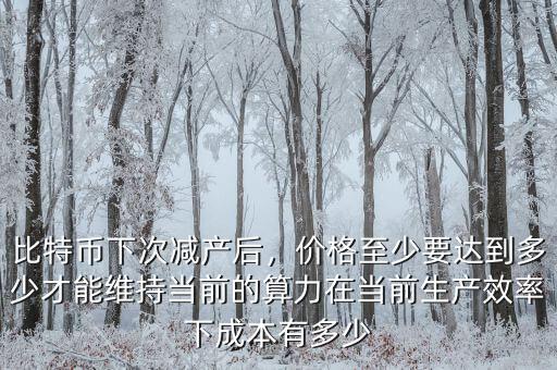 比特幣下次減產(chǎn)后，價(jià)格至少要達(dá)到多少才能維持當(dāng)前的算力在當(dāng)前生產(chǎn)效率下成本有多少