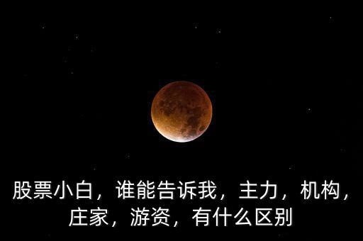 股票小白，誰能告訴我，主力，機構(gòu)，莊家，游資，有什么區(qū)別