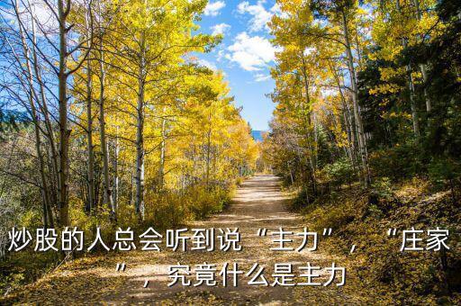 炒股的人總會聽到說“主力”，“莊家”，究竟什么是主力