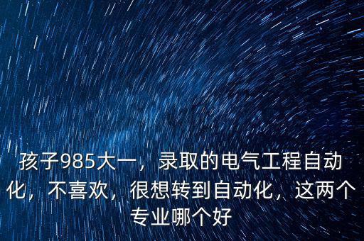 孩子985大一，錄取的電氣工程自動(dòng)化，不喜歡，很想轉(zhuǎn)到自動(dòng)化，這兩個(gè)專業(yè)哪個(gè)好
