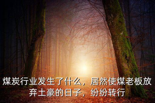 煤炭行業(yè)發(fā)生了什么，居然使煤老板放棄土豪的日子，紛紛轉(zhuǎn)行