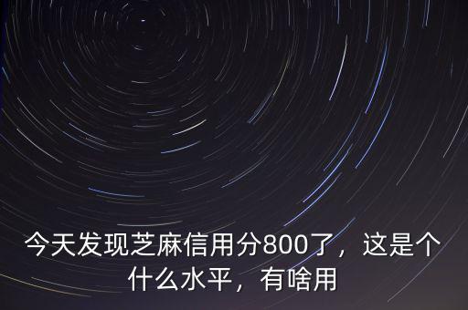 今天發(fā)現(xiàn)芝麻信用分800了，這是個(gè)什么水平，有啥用