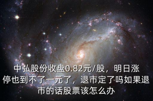 中弘股份收盤0.82元/股，明日漲停也到不了一元了，退市定了嗎如果退市的話股票該怎么辦