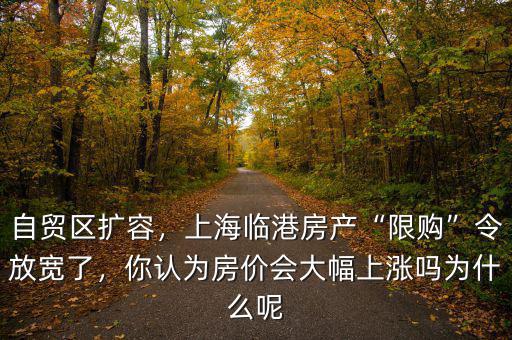 自貿(mào)區(qū)擴(kuò)容，上海臨港房產(chǎn)“限購”令放寬了，你認(rèn)為房價會大幅上漲嗎為什么呢