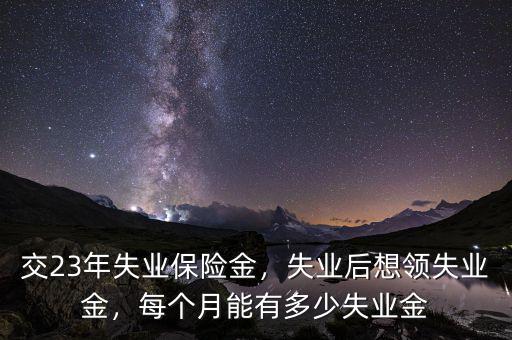 交23年失業(yè)保險金，失業(yè)后想領失業(yè)金，每個月能有多少失業(yè)金