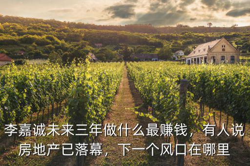 李嘉誠未來三年做什么最賺錢，有人說房地產(chǎn)已落幕，下一個風(fēng)口在哪里