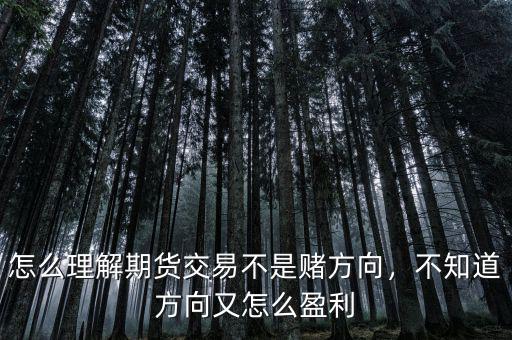 怎么理解期貨交易不是賭方向，不知道方向又怎么盈利