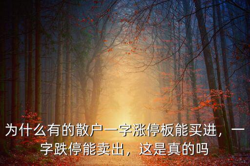 為什么有的散戶一字漲停板能買進(jìn)，一字跌停能賣出，這是真的嗎