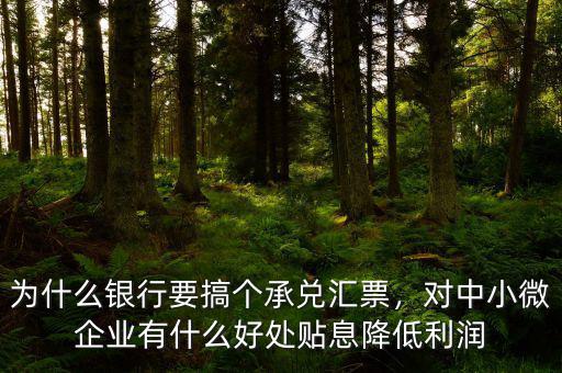 為什么銀行要搞個(gè)承兌匯票，對中小微企業(yè)有什么好處貼息降低利潤