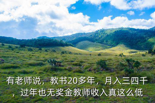 有老師說，教書20多年，月入三四千，過年也無獎金教師收入真這么低
