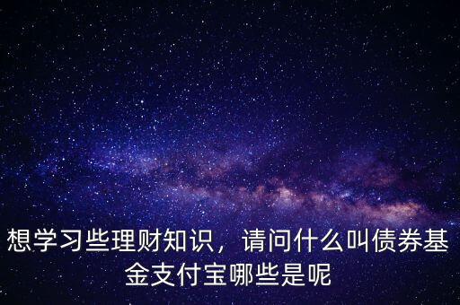 想學(xué)習(xí)些理財知識，請問什么叫債券基金支付寶哪些是呢