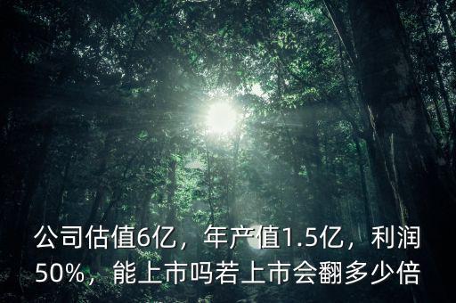 公司估值6億，年產(chǎn)值1.5億，利潤(rùn)50%，能上市嗎若上市會(huì)翻多少倍
