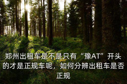 鄭州出租車是不是只有“豫AT”開頭的才是正規(guī)車呢，如何分辨出租車是否正規(guī)