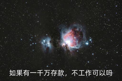 如果有一千萬存款，不工作可以嗎