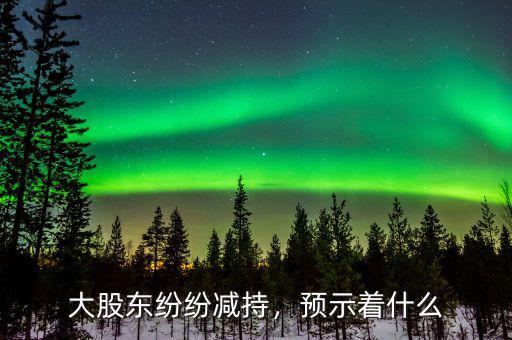 大股東紛紛減持，預(yù)示著什么