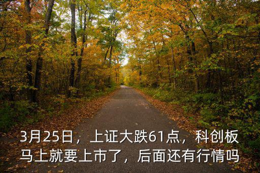 3月25日，上證大跌61點(diǎn)，科創(chuàng)板馬上就要上市了，后面還有行情嗎