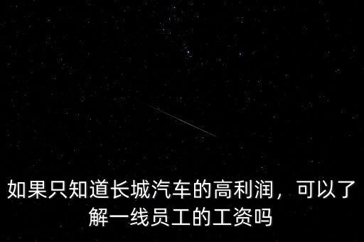 如果只知道長(zhǎng)城汽車(chē)的高利潤(rùn)，可以了解一線(xiàn)員工的工資嗎
