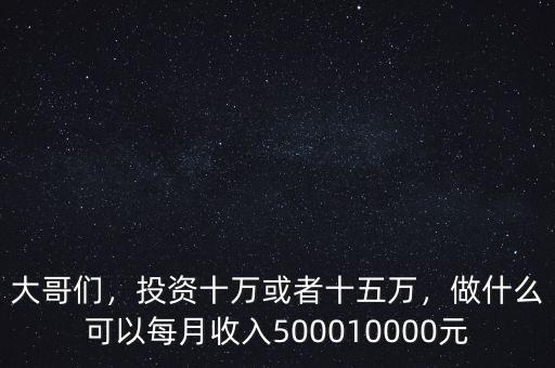 大哥們，投資十萬或者十五萬，做什么可以每月收入500010000元