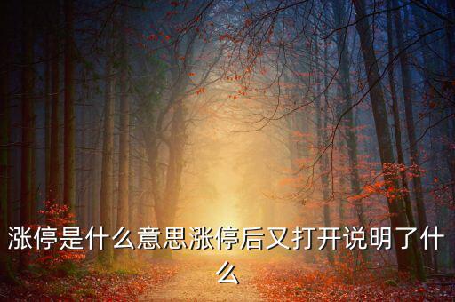 漲停是什么意思漲停后又打開(kāi)說(shuō)明了什么