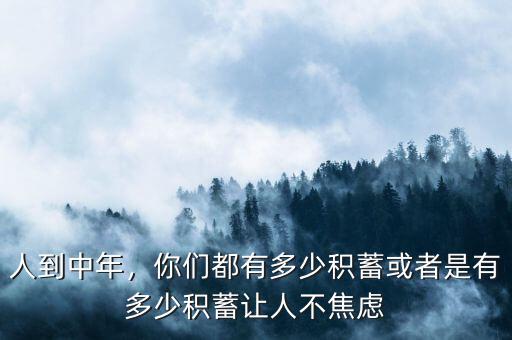 人到中年，你們都有多少積蓄或者是有多少積蓄讓人不焦慮